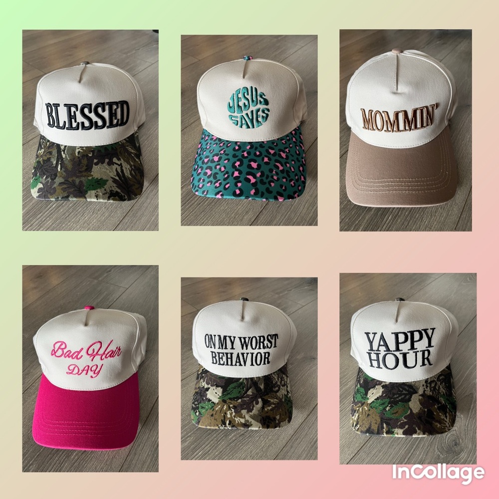 NWOT UnbrandedHats:Blessed-JesusSaves-Worst Behavior-YappyHour-Mommin-BadHairDay